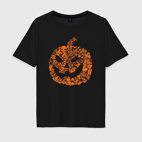 Мужская футболка оверсайз Символ хэллоуина / Черный – фото 1