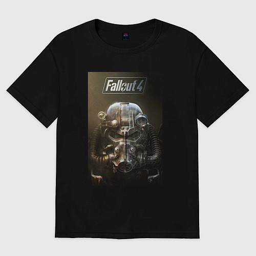 Мужская футболка оверсайз Fallout armour poster / Черный – фото 1