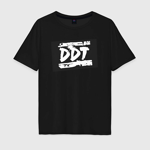 Мужская футболка оверсайз ДДТ - логотип / Черный – фото 1