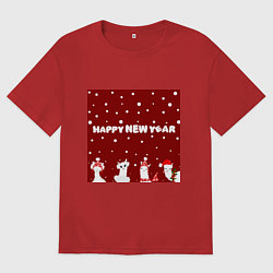 Мужская футболка оверсайз Новогодние ламы в шапочках