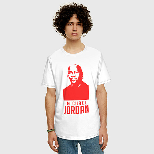 Мужская футболка оверсайз Jordan in red / Белый – фото 3