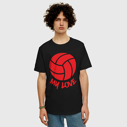 Мужская футболка оверсайз Volleyball my love / Черный – фото 3