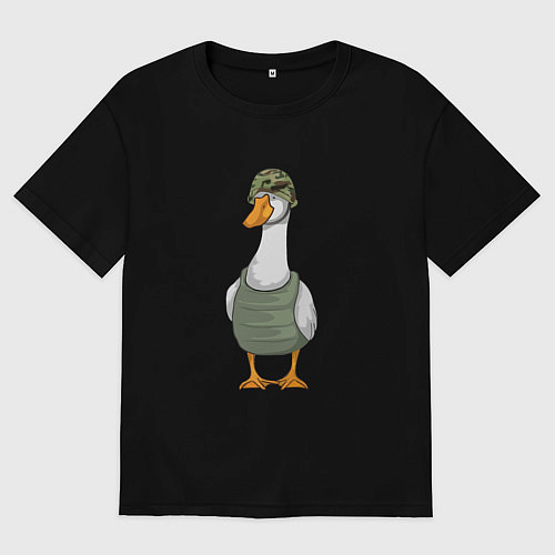 Мужская футболка оверсайз Гусь воин / Черный – фото 1