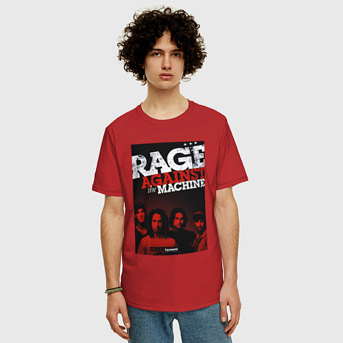 Мужская футболка оверсайз RATM - all group / Красный – фото 3