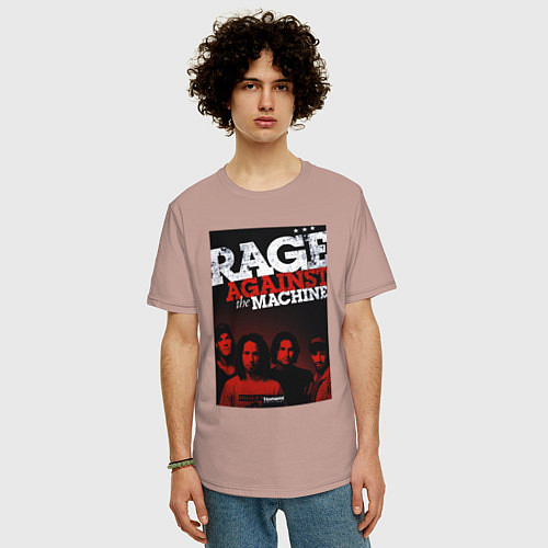 Мужская футболка оверсайз RATM - all group / Пыльно-розовый – фото 3