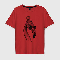 Футболка оверсайз мужская Фламинго модный, цвет: красный