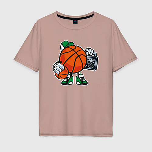 Мужская футболка оверсайз Хип-хоп баскетбол / Пыльно-розовый – фото 1