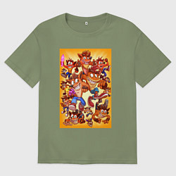 Футболка оверсайз мужская Crash bandicoots, цвет: авокадо