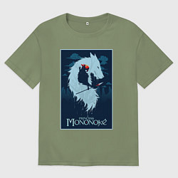 Футболка оверсайз мужская Мононоке волчица, цвет: авокадо