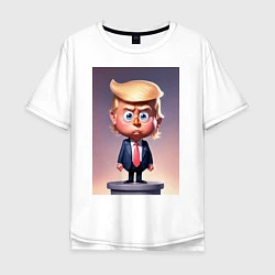 Футболка оверсайз мужская Мультяшный Дональд Трамп - нейросеть, цвет: белый