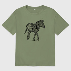 Футболка оверсайз мужская Зебра гуляет, цвет: авокадо