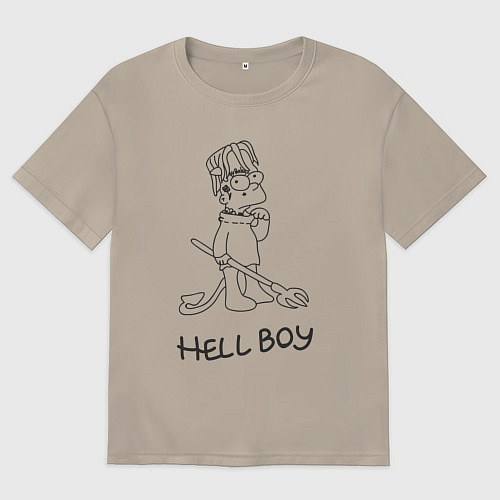 Мужская футболка оверсайз Bart hellboy Lill Peep / Миндальный – фото 1
