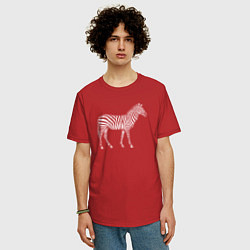 Футболка оверсайз мужская Гравюра зебра в профиль, цвет: красный — фото 2
