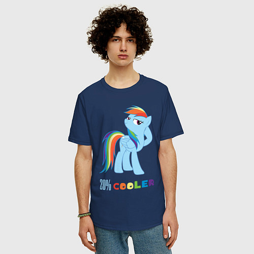 Мужская футболка оверсайз Крутая Рейнбоу Дэш / Тёмно-синий – фото 3