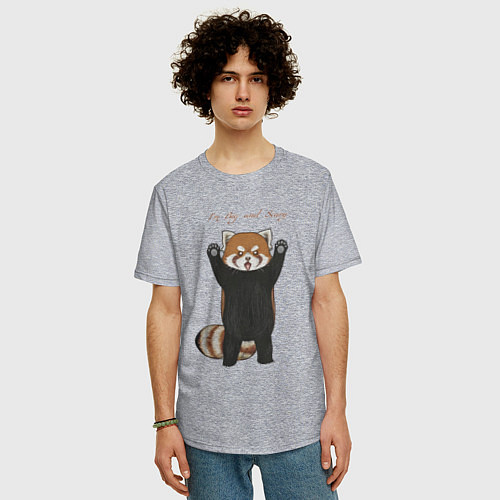 Мужская футболка оверсайз Im big and scary красная панда / Меланж – фото 3