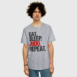 Футболка оверсайз мужская Eat sleep judo repeat, цвет: меланж — фото 2