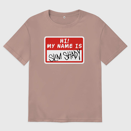 Мужская футболка оверсайз Hi my name is / Пыльно-розовый – фото 1