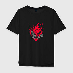 Футболка оверсайз мужская Логотип Samurai Cyberpunk 2077, цвет: черный