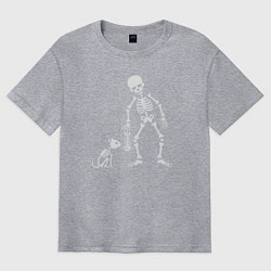 Футболка оверсайз мужская Котик и скелет, цвет: меланж