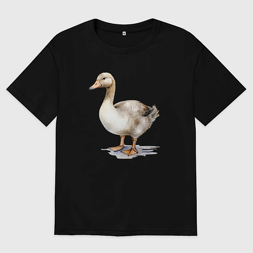 Мужская футболка оверсайз Серый гусь / Черный – фото 1