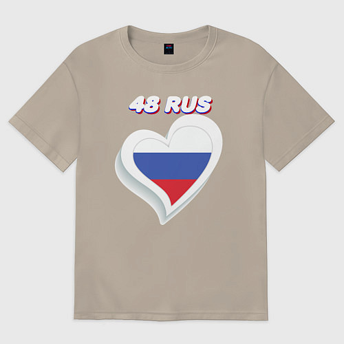 Мужская футболка оверсайз 48 регион Липецкая область / Миндальный – фото 1