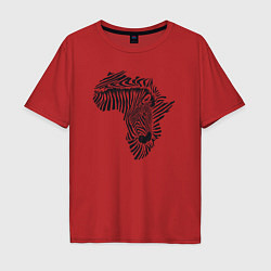 Футболка оверсайз мужская Африканская зебра, цвет: красный