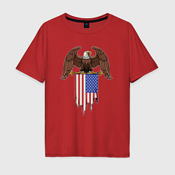 Футболка оверсайз мужская США орёл, цвет: красный