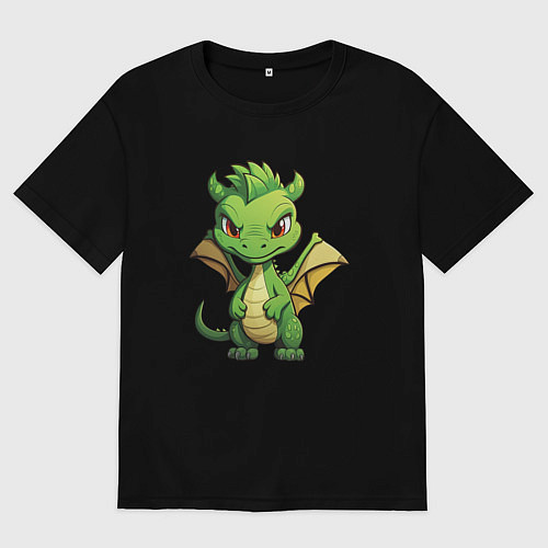 Мужская футболка оверсайз Добрый дракон 2024 / Черный – фото 1