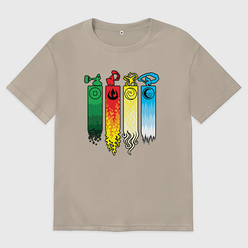 Мужская футболка оверсайз Аватар стихии / Миндальный – фото 1