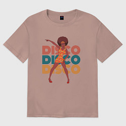 Футболка оверсайз мужская Disco girl, цвет: пыльно-розовый