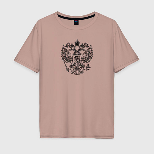 Мужская футболка оверсайз Герб России двухглавый орел / Пыльно-розовый – фото 1