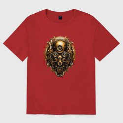 Футболка оверсайз мужская Стимпанк маска, цвет: красный