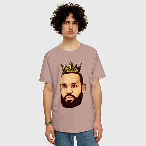 Мужская футболка оверсайз Король Леброн / Пыльно-розовый – фото 3