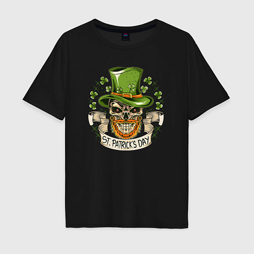 Мужская футболка оверсайз St Patrick day / Черный – фото 1