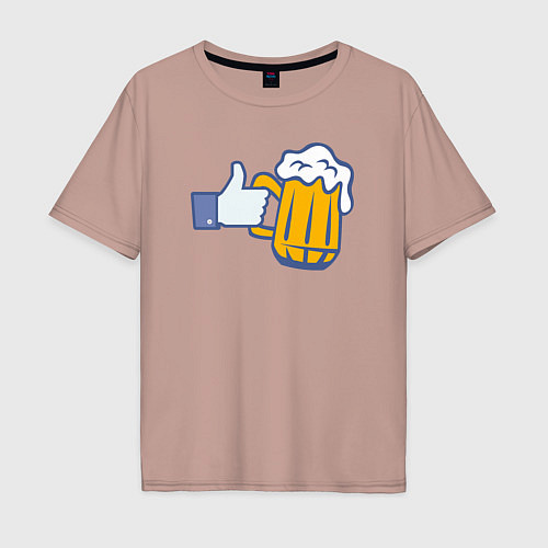 Мужская футболка оверсайз Beer like / Пыльно-розовый – фото 1