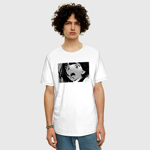 Мужская футболка оверсайз Портрет плачущей девочки в дождь / Белый – фото 3