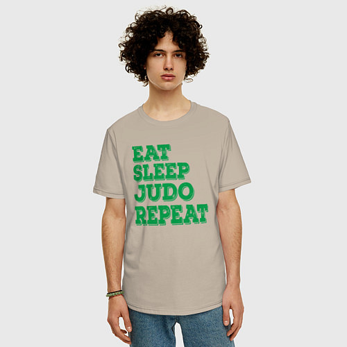 Мужская футболка оверсайз Жизнь дзюдо / Миндальный – фото 3