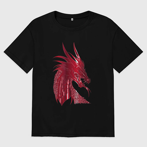 Мужская футболка оверсайз Рэд дракон / Черный – фото 1