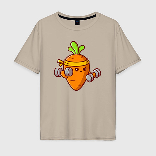 Мужская футболка оверсайз Морковь на спорте / Миндальный – фото 1