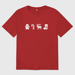 Футболка оверсайз мужская New Year Pixel, цвет: красный