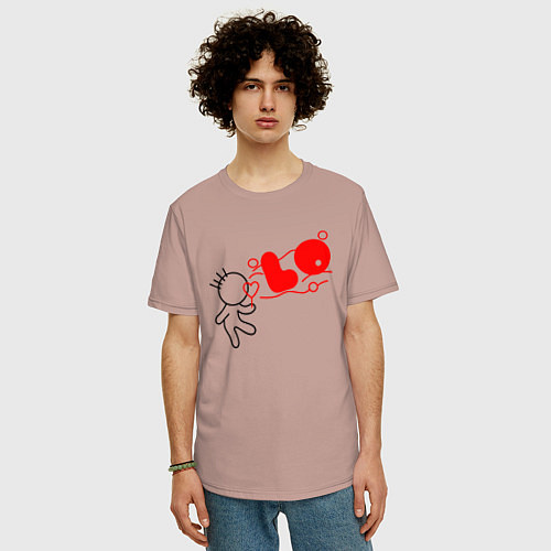 Мужская футболка оверсайз Человечек Lo / Пыльно-розовый – фото 3