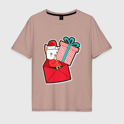 Мужская футболка оверсайз Вам подарок от котика / Пыльно-розовый – фото 1