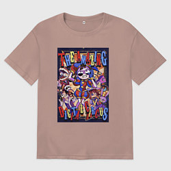 Футболка оверсайз мужская Удивительный цифровой цирк в сборе, цвет: пыльно-розовый