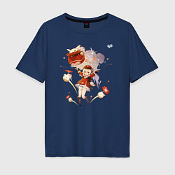 Футболка оверсайз мужская Кли из Геншин Импакт, цвет: тёмно-синий