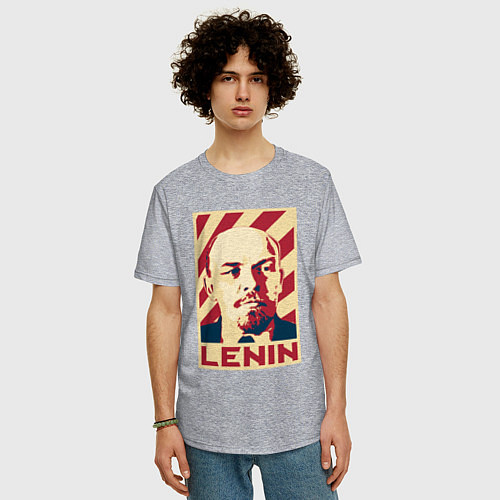 Мужская футболка оверсайз Vladimir Lenin / Меланж – фото 3