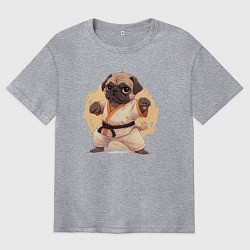 Футболка оверсайз мужская Карате мопс, цвет: меланж