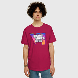Футболка оверсайз мужская Grand theft auto VI, цвет: маджента — фото 2