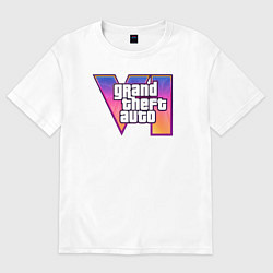 Футболка оверсайз мужская GTA 6 logo, цвет: белый