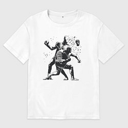 Футболка оверсайз мужская Мощный удар боксёра, цвет: белый