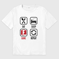 Футболка оверсайз мужская Eat - sleep - Fortnite - repeat, цвет: белый